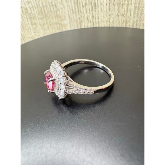 New 2ct Pink & White Moissanite Ring in 925 Silver -Sz. 8.25 - Picture 7 of 12